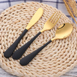 Amazon Hot Sale Children Cutlery Sets Black Gold Tableware Mirror Polishing