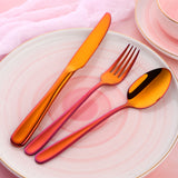 Flatware Set Mirror Polish Customized Color Magic Red Kitchen Tools