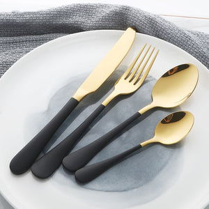 Korean Reusable Dinnerware Set Stainless Steel Tableware Set Golden Metal