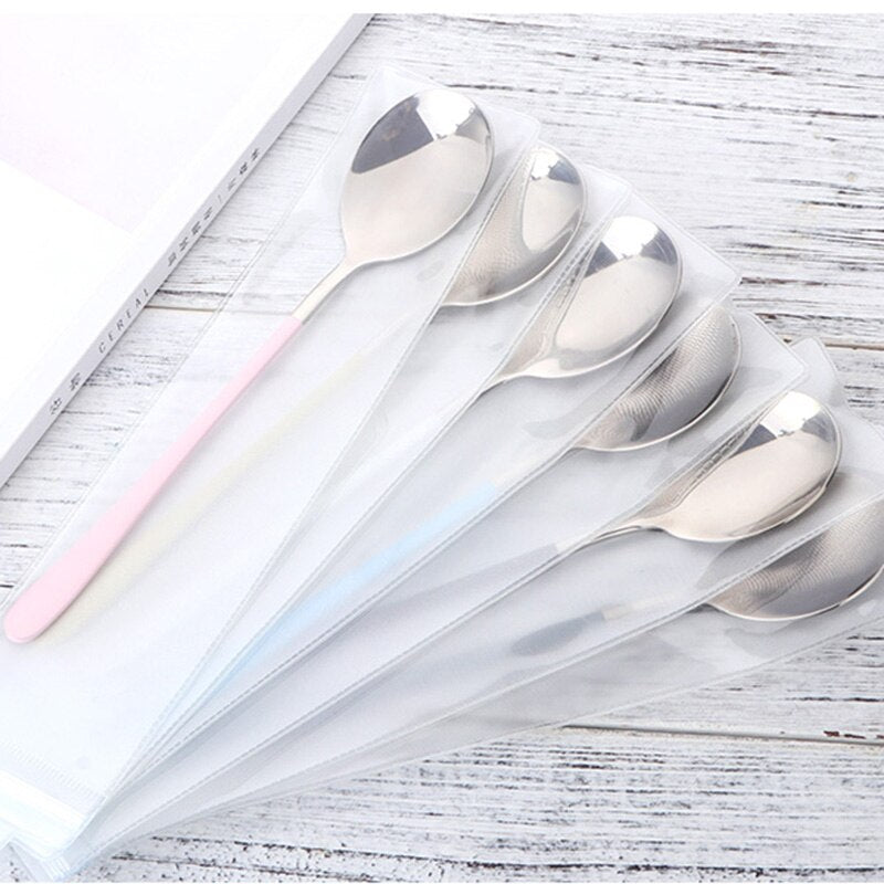 Buyer Star Stainless Steel Spoons Long Handle Spoons Silver Soup Spoon Colorful