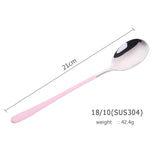 4pcs Stainless Steel Spoons Long Handle Spoons Silver Soup Spoon