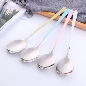Buyer Star Stainless Steel Spoons Long Handle Spoons Silver Soup Spoon Colorful