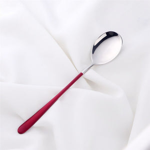 Buyer Star Stainless Steel Spoons Long Handle Spoons Silver Soup Spoon Colorful