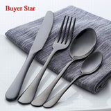 Buyer star 4 pcs Sliverware Flatware Set For Travel Black