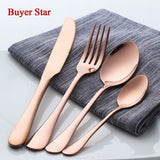 Buyer star 4 pcs Sliverware Flatware Set For Travel Black