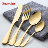 Buyer star 4 pcs Sliverware Flatware Set For Travel Black