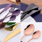 Buyer star 4 pcs Sliverware Flatware Set For Travel Black