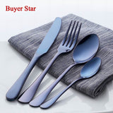 Buyer star 4 pcs Sliverware Flatware Set For Travel Black