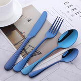 Buyer star 4 pcs Sliverware Flatware Set For Travel Black