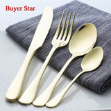 Buyer star 4 pcs Sliverware Flatware Set For Travel Black