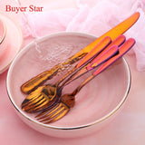 5 Pcs/Set 304 Stainless Steel Flatware Set Knife Fork Spoon High Grad