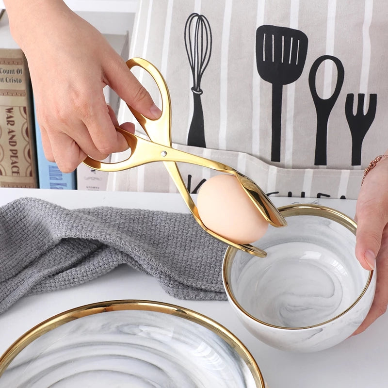 Buyer Star Kitchen Tongs Stainless Steel Food Tongs Golden Bread Clamp Salad Clip