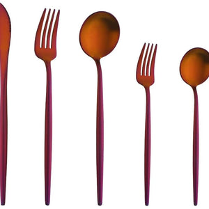 Buyer Star 30-Piece Rainbow Set Stainless Steel Flatware Cutlery Set Matte Polish Kitchen Utensils