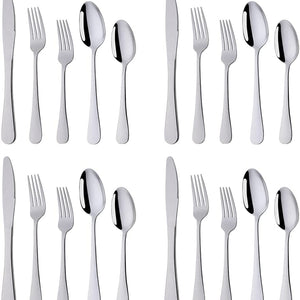 20 Piece Silverware Utensils Set,Black Flatware Set, Stainless Steel With Titanium Colorful Plated, Silverware,Mirror Polished Kitchen Utensil Set, Dishwasher Safe