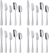 20 Piece Silverware Utensils Set,Black Flatware Set, Stainless Steel With Titanium Colorful Plated, Silverware,Mirror Polished Kitchen Utensil Set, Dishwasher Safe