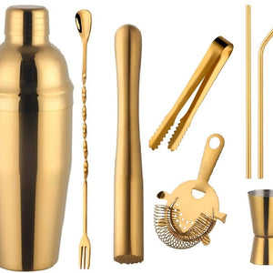 Buyer Star Cocktail Shaker Bar Set, 25oz Martini Shaker, 8-piece Bartender Kit Drink Bartender Stick Tool Set