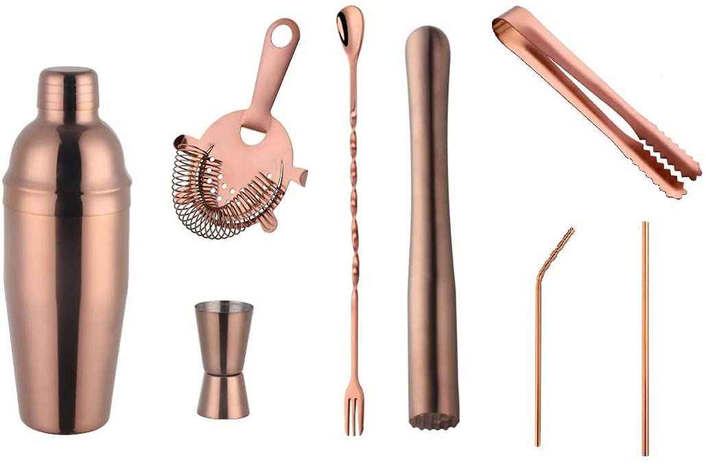 Buyer Star Cocktail Shaker Bar Set, 25oz Martini Shaker, 8-piece Bartender Kit Drink Bartender Stick Tool Set