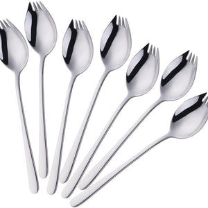Buyer Star Sporks Metal 7-pack Stainless Steel Sporks for Everyday Household Use Spoon & Salad Forks, Fruit Appetizer Dessert (Rainbow)