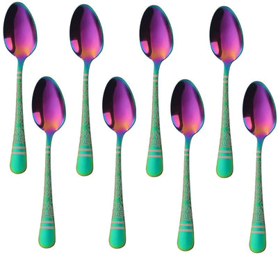 Buyer Star Espresso Spoons Set of 8,Cute Small Coffee Spoons, Stainless Steel Demitasse Spoons for Tea, Dessert Appetizer Mini Coffee Spoon Stainless Steel Teaspoons, 5.5-inch (Black)