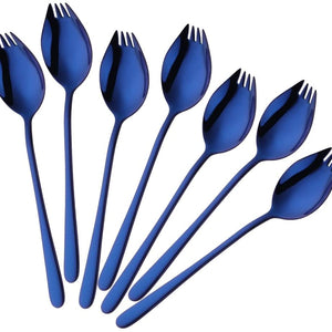 Buyer Star Sporks Metal 7-pack Stainless Steel Sporks for Everyday Household Use Spoon & Salad Forks, Fruit Appetizer Dessert (Rainbow)