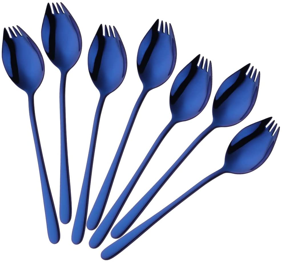 Buyer Star Sporks Metal 7-pack Stainless Steel Sporks for Everyday Household Use Spoon & Salad Forks, Fruit Appetizer Dessert (Rainbow)