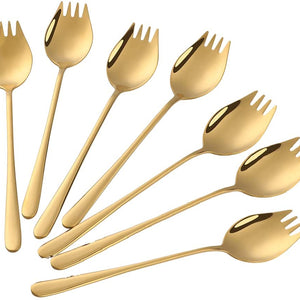 Buyer Star Sporks Metal 7-pack Stainless Steel Sporks for Everyday Household Use Spoon & Salad Forks, Fruit Appetizer Dessert (Rainbow)