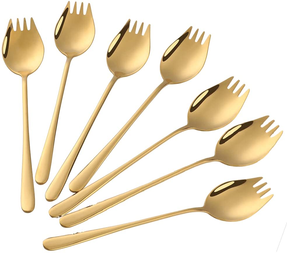 Buyer Star Sporks Metal 7-pack Stainless Steel Sporks for Everyday Household Use Spoon & Salad Forks, Fruit Appetizer Dessert (Rainbow)