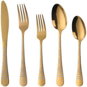 20 Piece Silverware Utensils Set,Black Flatware Set, Stainless Steel With Titanium Colorful Plated, Silverware,Mirror Polished Kitchen Utensil Set, Dishwasher Safe