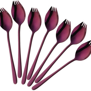 Buyer Star Sporks Metal 7-pack Stainless Steel Sporks for Everyday Household Use Spoon & Salad Forks, Fruit Appetizer Dessert (Rainbow)