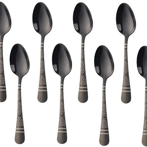 Buyer Star Espresso Spoons Set of 8,Cute Small Coffee Spoons, Stainless Steel Demitasse Spoons for Tea, Dessert Appetizer Mini Coffee Spoon Stainless Steel Teaspoons, 5.5-inch (Black)