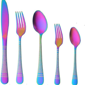 Buyer Star Flatware Cutlery Red 20 Pieces Silverware Set, Stainless Steel Titanium Colorful Utensils, Cutlery Set,Tableware Set, Reusable, Mirror Polished, Dishwasher Safe