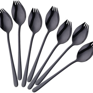Buyer Star Sporks Metal 7-pack Stainless Steel Sporks for Everyday Household Use Spoon & Salad Forks, Fruit Appetizer Dessert (Rainbow)