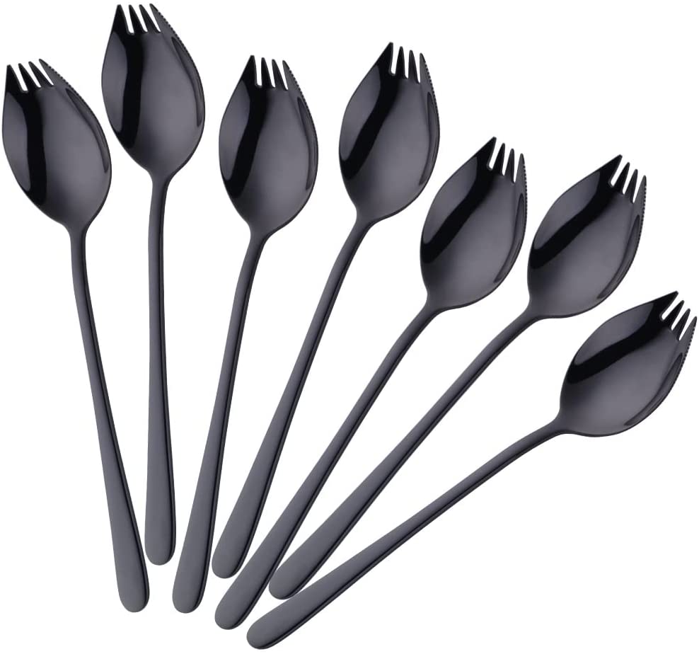 Buyer Star Sporks Metal 7-pack Stainless Steel Sporks for Everyday Household Use Spoon & Salad Forks, Fruit Appetizer Dessert (Rainbow)