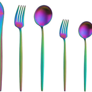 Buyer Star 30-Piece Rainbow Set Stainless Steel Flatware Cutlery Set Matte Polish Kitchen Utensils
