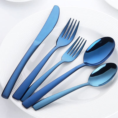 5pcs/Set Silverware Sets Stainless Steel Forks Knives Spoons Cutlery Sets