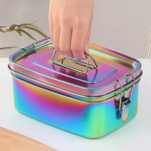 Buyer Star Bento Box Rainbow Lunch Box for adult, Stainless Steel 18/10 Metal Lunch Container, Metal Lunch Container