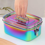 Buyer Star Bento Box Rainbow Lunch Box for adult, Stainless Steel 18/10 Metal Lunch Container, Secure Locks, Metal Lunch Container