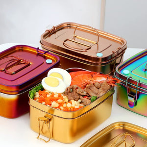 Buyer Star Bento Box Rainbow Lunch Box for adult, Stainless Steel 18/10 Metal Lunch Container, Metal Lunch Container