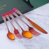 Buyer Star Flatware Cutlery Red 20 Pieces Silverware Set, Stainless Steel Titanium Colorful Utensils, Cutlery Set,Tableware Set, Reusable, Mirror Polished, Dishwasher Safe