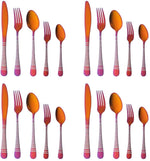 Buyer Star Flatware Cutlery Red 20 Pieces Silverware Set, Stainless Steel Titanium Colorful Utensils, Cutlery Set,Tableware Set, Reusable, Mirror Polished, Dishwasher Safe