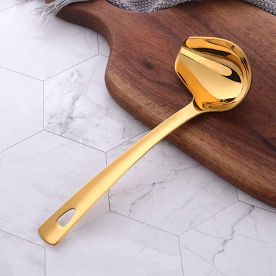 Buyer Star Gravy Ladle gold drizzle spoon with spout stainless steel kitchen utensils sauce ladlecooking utensils with mirror polish dishwasher safe,8.6 inch