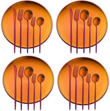Buyer Star Matt Rainbow Silverware Set Plate Set for 4 Stainless Steel Flatware Salad Plates Kitchen Accessories Iridescent Utensils Dish Knives Forks Spoons Cutlery Set, Dishwasher Safe, Colorful