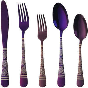 20 Piece Silverware Utensils Set,Black Flatware Set, Stainless Steel With Titanium Colorful Plated, Silverware,Mirror Polished Kitchen Utensil Set, Dishwasher Safe