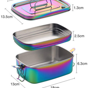 Buyer Star Bento Box Rainbow Lunch Box for adult, Stainless Steel 18/10 Metal Lunch Container, Metal Lunch Container