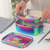 Buyer Star Bento Box Rainbow Lunch Box for adult, Stainless Steel 18/10 Metal Lunch Container, Secure Locks, Metal Lunch Container