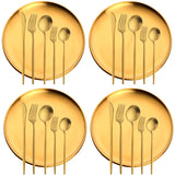 Buyer Star Matt Rainbow Silverware Set Plate Set for 4 Stainless Steel Flatware Salad Plates Kitchen Accessories Iridescent Utensils Dish Knives Forks Spoons Cutlery Set, Dishwasher Safe, Colorful