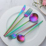 Matte Rainbow Silverware Set for 4, Buyer Star Stainless Steel Cutlery Flatware Set，20 Pieces Kitchen Utensil Sets, Tableware With Knife Spoons And Forks Set, Satin Finished Polished, Dishwasher Safe