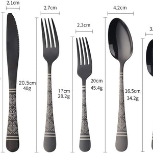 20 Piece Silverware Utensils Set,Black Flatware Set, Stainless Steel With Titanium Colorful Plated, Silverware,Mirror Polished Kitchen Utensil Set, Dishwasher Safe