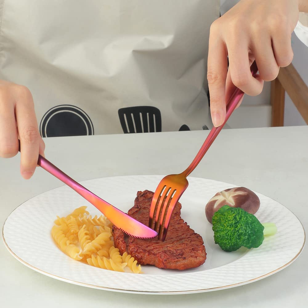 Buyer Star 30-Piece Rainbow Set Stainless Steel Flatware Cutlery Set Matte Polish Kitchen Utensils