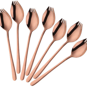 Buyer Star Sporks Metal 7-pack Stainless Steel Sporks for Everyday Household Use Spoon & Salad Forks, Fruit Appetizer Dessert (Rainbow)